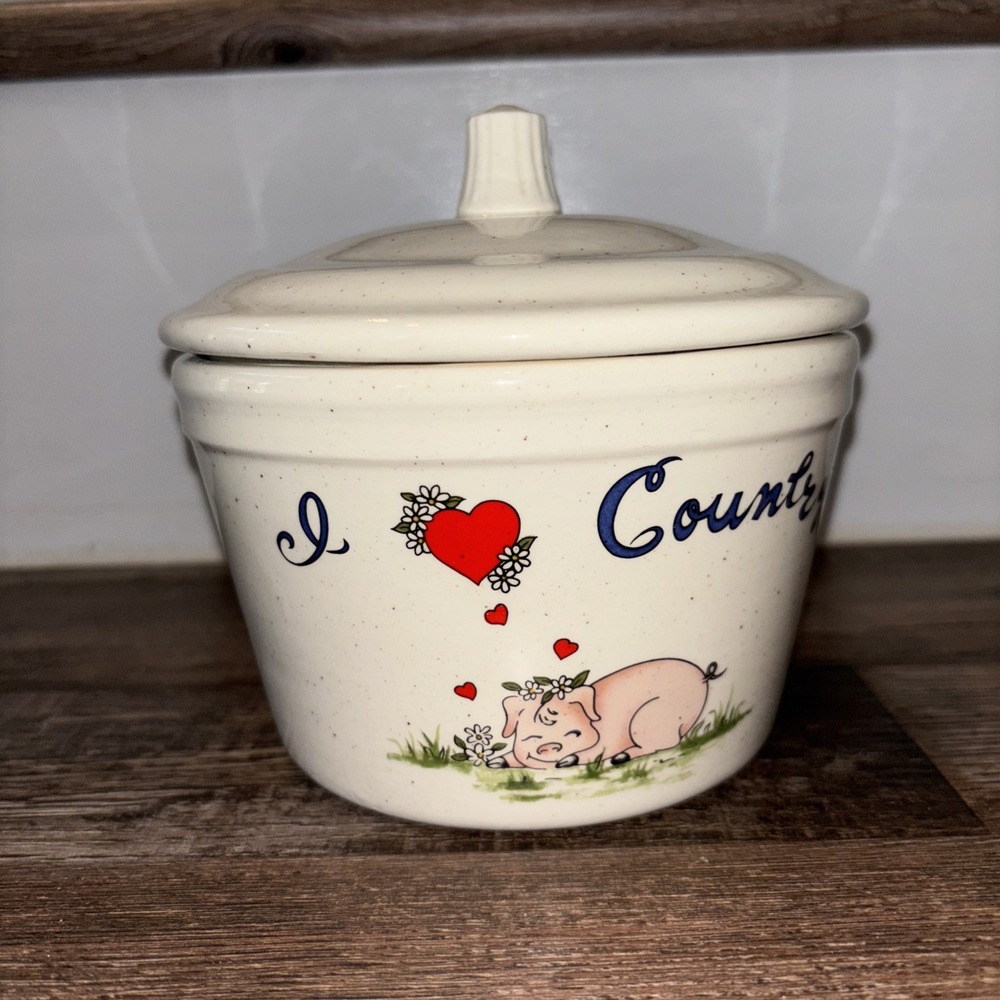 Vintage "I Love County" With a Small Pig Bowl W/ Lid